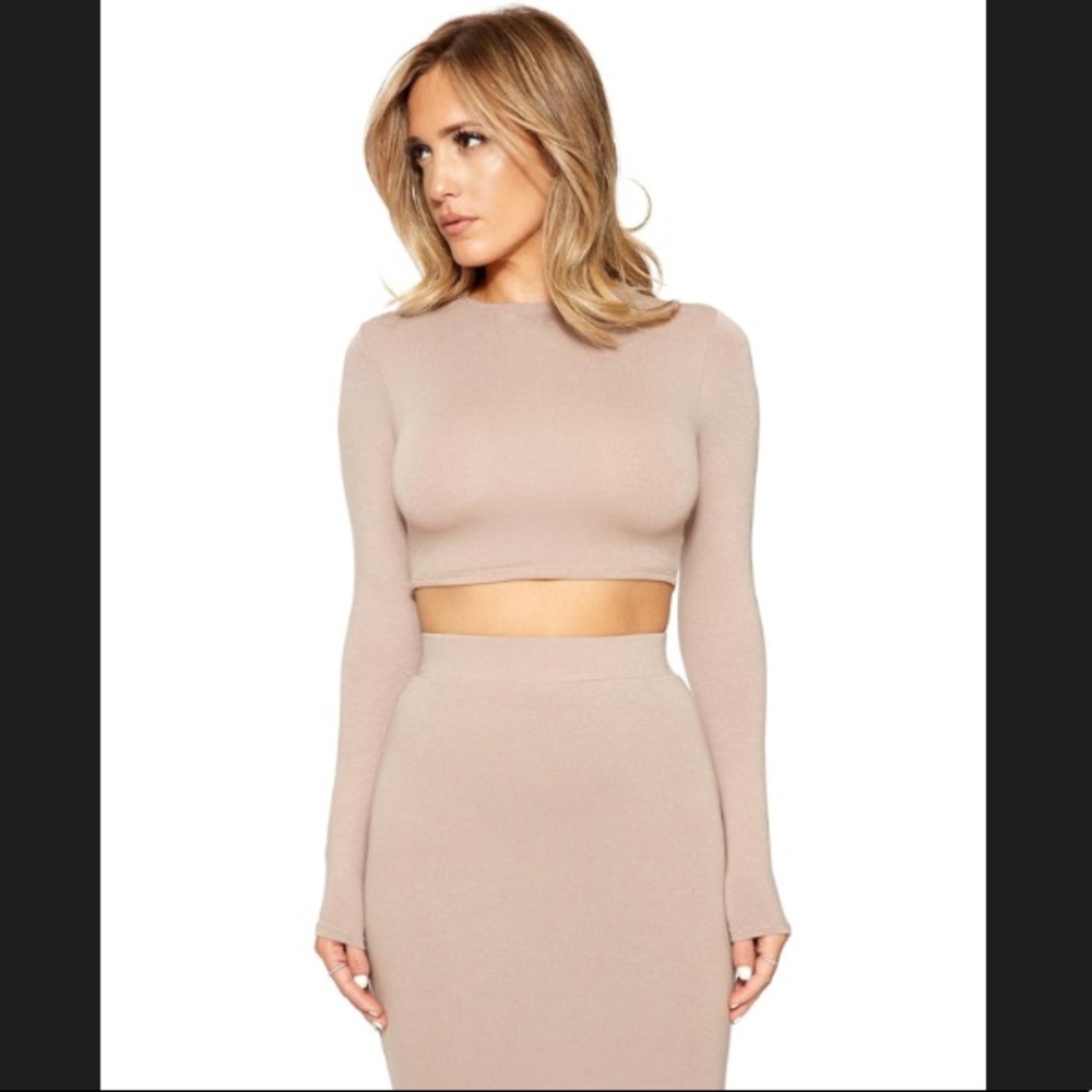 NW Taupe Crop Top Naked Wardrobe Nude